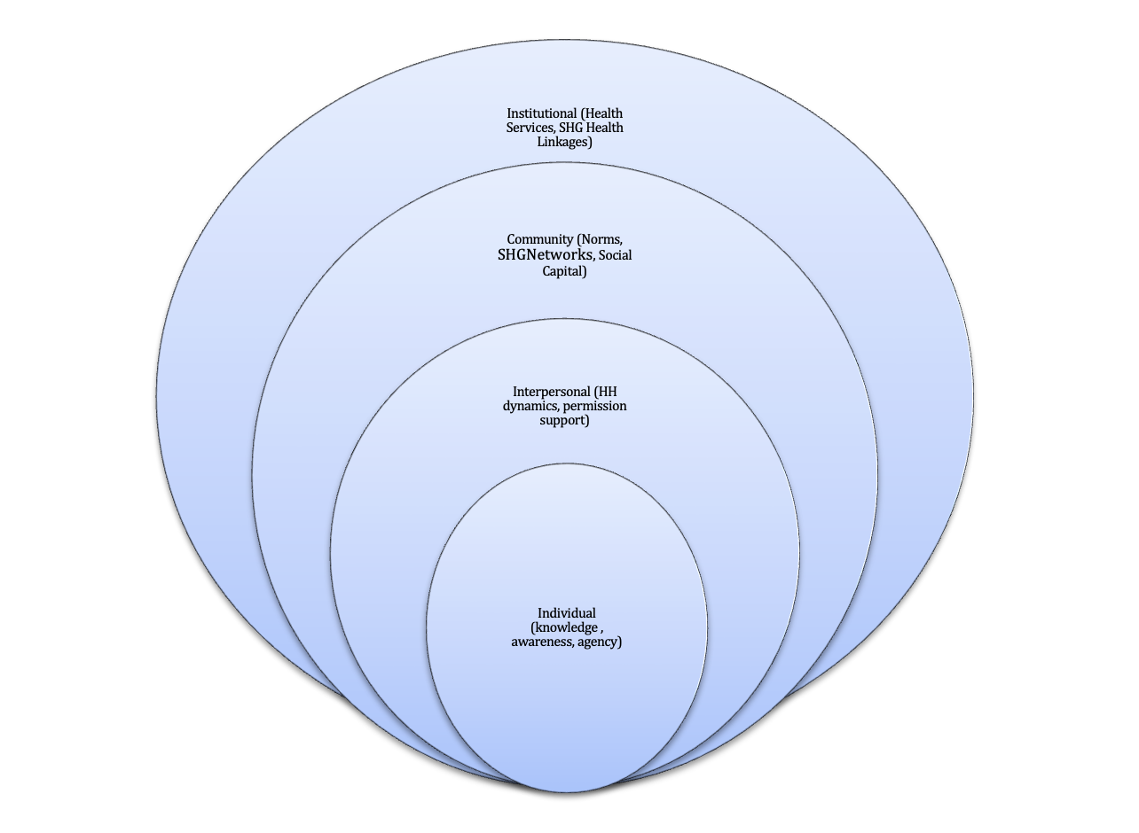 Socio-ecological model of factors influencing women’s health-seeking behaviour